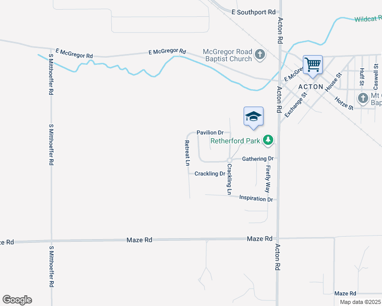 map of restaurants, bars, coffee shops, grocery stores, and more near 8111 Retreat Lane in Indianapolis
