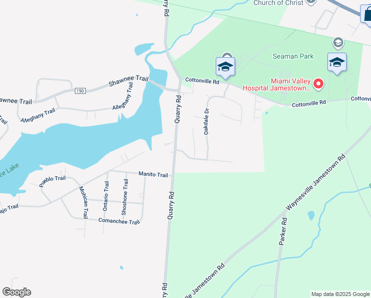 map of restaurants, bars, coffee shops, grocery stores, and more near 3 Hunters Pointe Drive in Jamestown