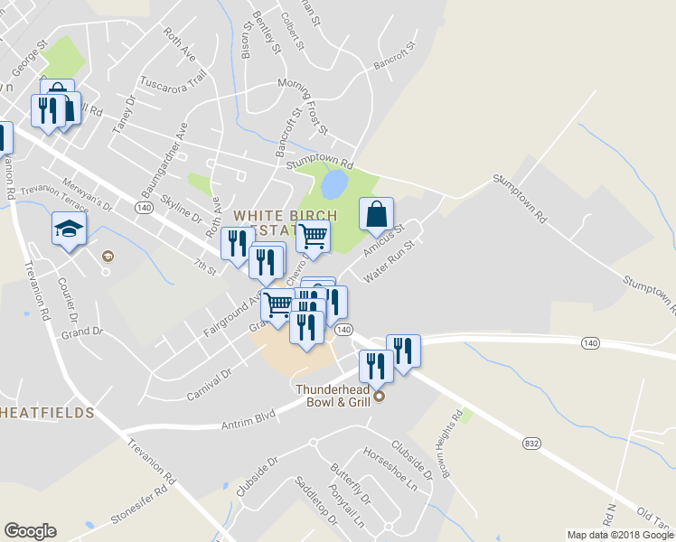 map of restaurants, bars, coffee shops, grocery stores, and more near 6 Amicus Street in Taneytown