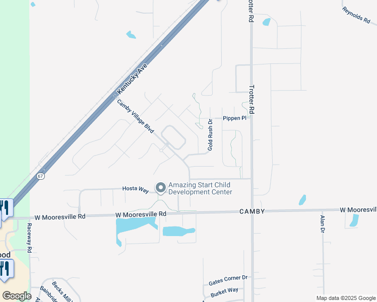 map of restaurants, bars, coffee shops, grocery stores, and more near 8550 Gold Rush Way in Indianapolis