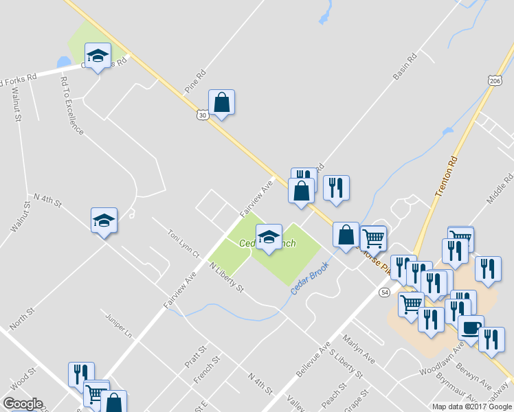 map of restaurants, bars, coffee shops, grocery stores, and more near 770 Fairview Avenue in Hammonton