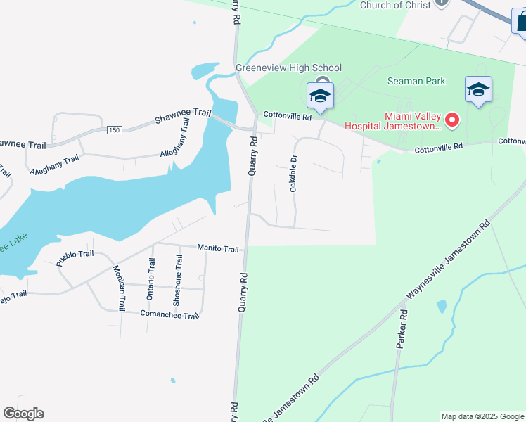 map of restaurants, bars, coffee shops, grocery stores, and more near 3 Hunters Pointe Drive in Jamestown