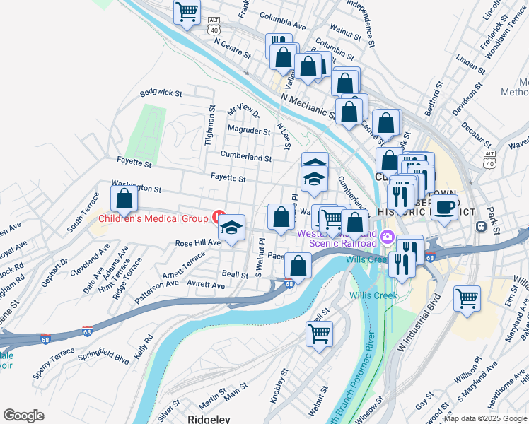 map of restaurants, bars, coffee shops, grocery stores, and more near 310 Washington Street in Cumberland