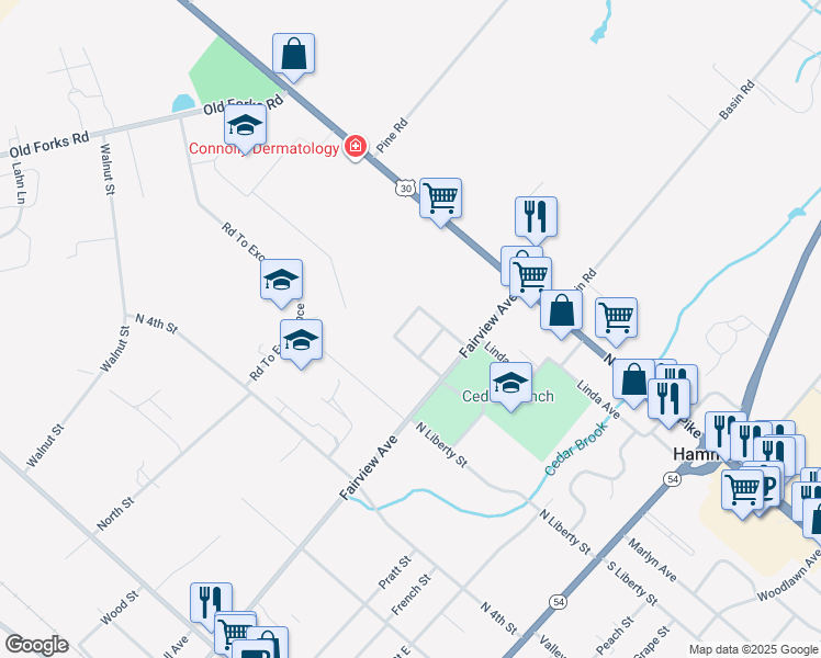 map of restaurants, bars, coffee shops, grocery stores, and more near 13U Rose Rita Terrace in Hammonton