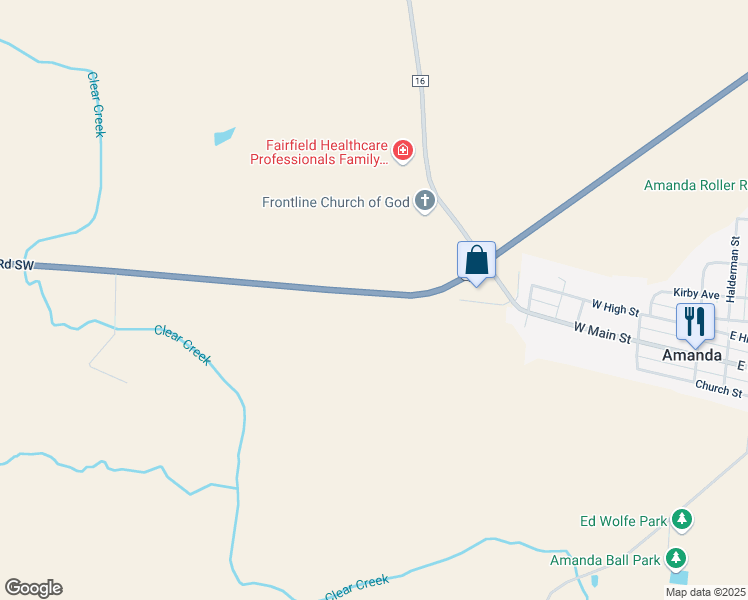 map of restaurants, bars, coffee shops, grocery stores, and more near 7805 Cincinnati-Zanesville Road Southwest in Amanda