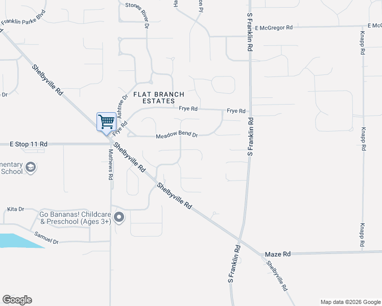 map of restaurants, bars, coffee shops, grocery stores, and more near 8111 Stoney Bend Circle in Indianapolis