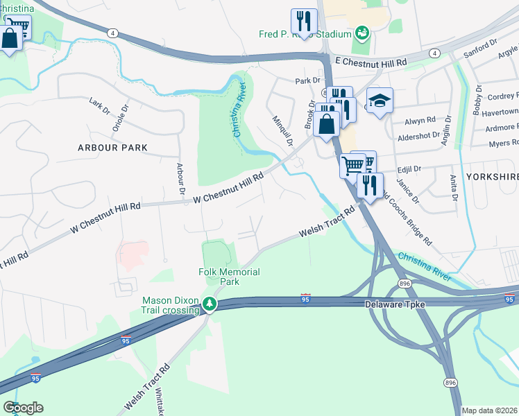 map of restaurants, bars, coffee shops, grocery stores, and more near 810 Del Grove Avenue in Newark