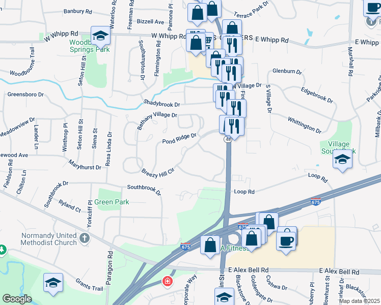 map of restaurants, bars, coffee shops, grocery stores, and more near 6451 Far Hills Avenue in Dayton