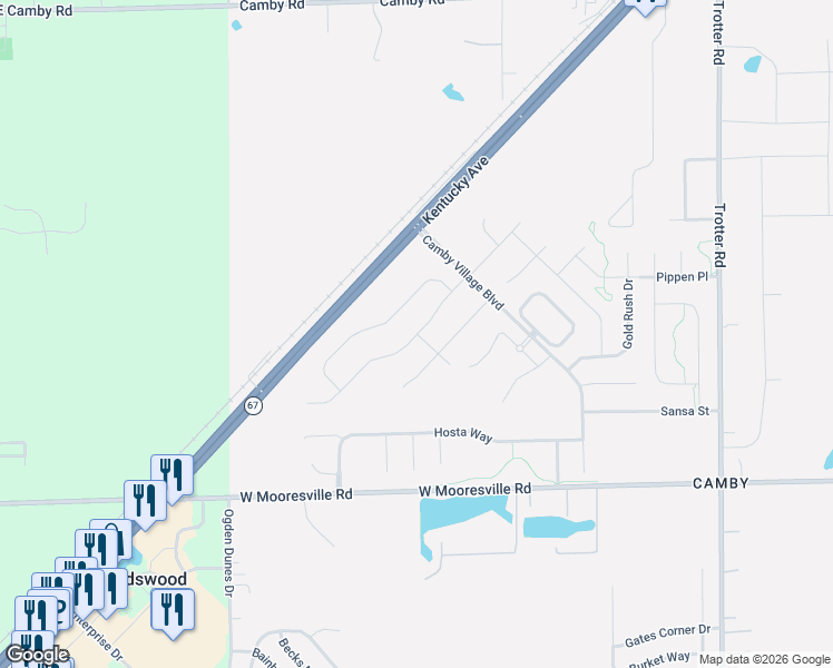 map of restaurants, bars, coffee shops, grocery stores, and more near 8900 West Mooresville Road in Indianapolis