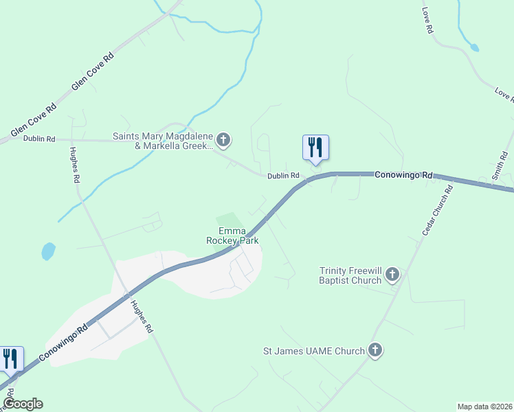 map of restaurants, bars, coffee shops, grocery stores, and more near 4104 Conowingo Road in Darlington