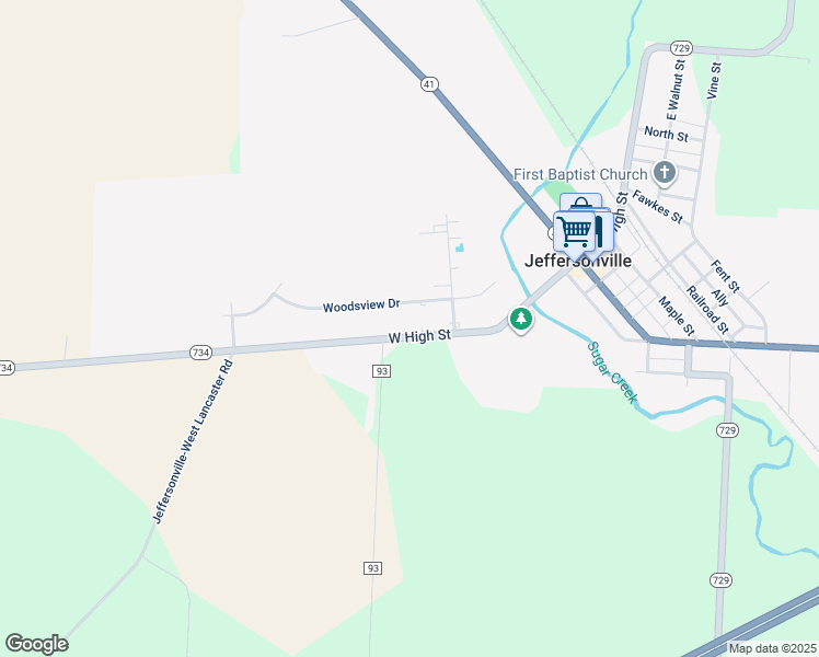 map of restaurants, bars, coffee shops, grocery stores, and more near 209 Woodsview Drive in Jeffersonville