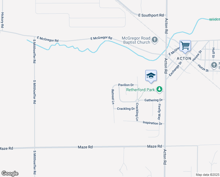 map of restaurants, bars, coffee shops, grocery stores, and more near 10616 Pavilion Drive in Indianapolis