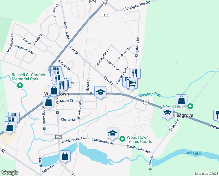 map of restaurants, bars, coffee shops, grocery stores, and more near 1 Richman Street in Woodstown