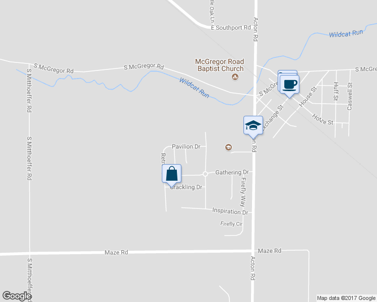 map of restaurants, bars, coffee shops, grocery stores, and more near 10664 Pavilion Drive in Indianapolis