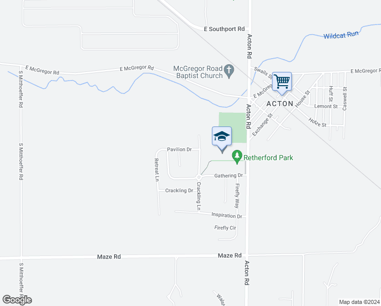 map of restaurants, bars, coffee shops, grocery stores, and more near 10729 Pavilion Drive in Indianapolis