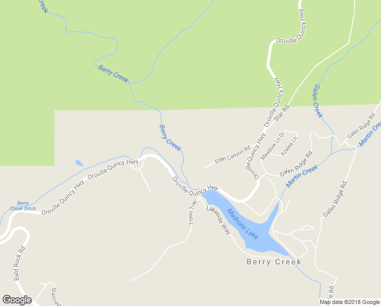 map of restaurants, bars, coffee shops, grocery stores, and more near 582 Eden Canyon Road in Berry Creek