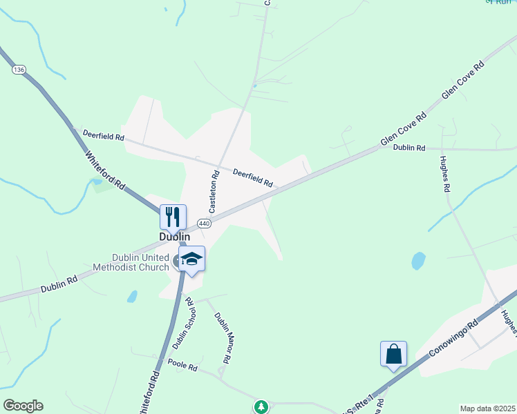 map of restaurants, bars, coffee shops, grocery stores, and more near 3327 Dublin Road in Darlington