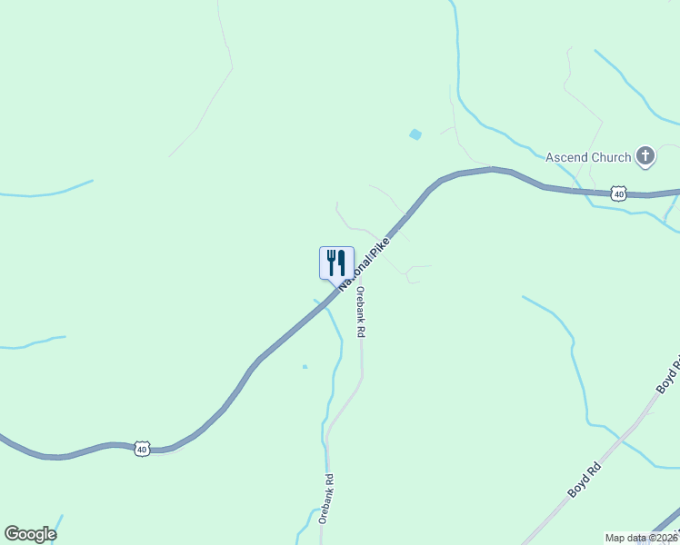 map of restaurants, bars, coffee shops, grocery stores, and more near 11868 National Pike in Clear Spring