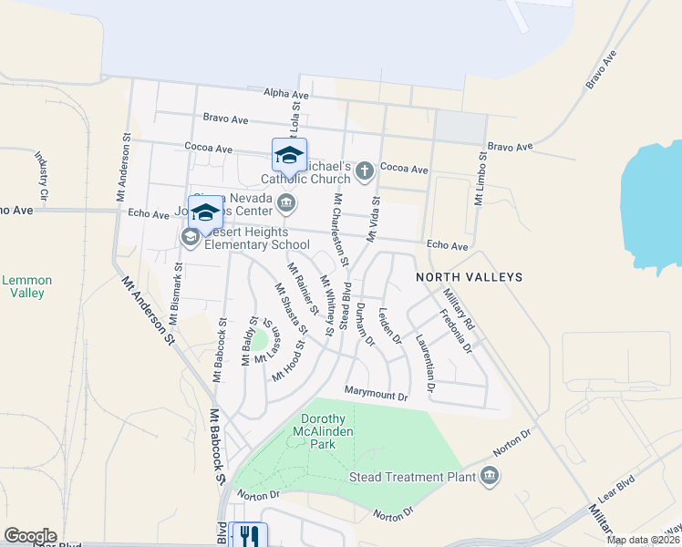map of restaurants, bars, coffee shops, grocery stores, and more near 13610 Mount Olympus Street in Reno