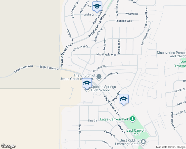 map of restaurants, bars, coffee shops, grocery stores, and more near 43 Sanderling Court in Spanish Springs