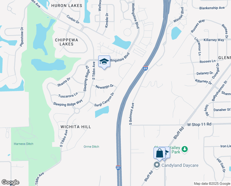map of restaurants, bars, coffee shops, grocery stores, and more near 7751 Sergi Canyon Drive in Indianapolis