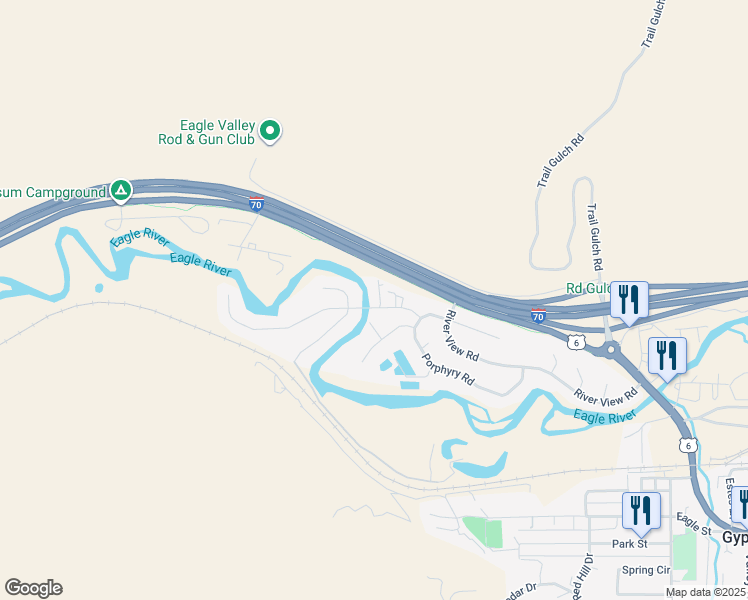 map of restaurants, bars, coffee shops, grocery stores, and more near 606 Price Lane in Gypsum