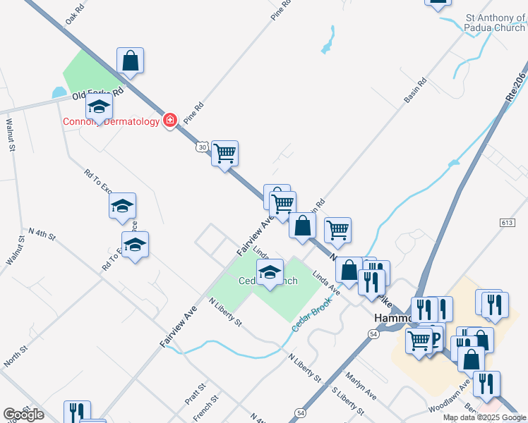 map of restaurants, bars, coffee shops, grocery stores, and more near 813 Fairview Avenue in Hammonton