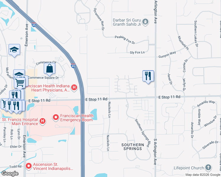 map of restaurants, bars, coffee shops, grocery stores, and more near 7925 Carlington Road in Indianapolis