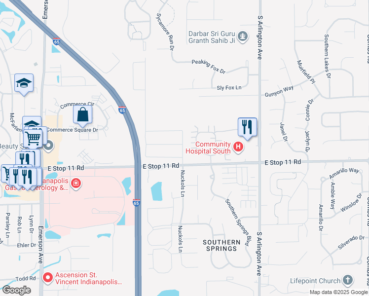 map of restaurants, bars, coffee shops, grocery stores, and more near 7925 Carlington Road in Indianapolis