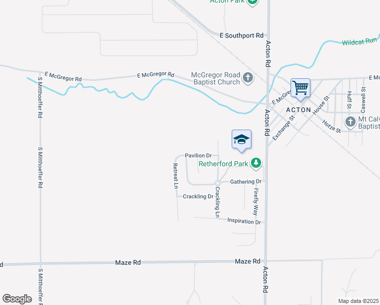 map of restaurants, bars, coffee shops, grocery stores, and more near 10664 Pavilion Drive in Indianapolis
