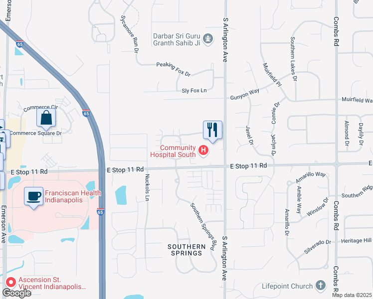 map of restaurants, bars, coffee shops, grocery stores, and more near 5808 Cool Hollow Way in Indianapolis
