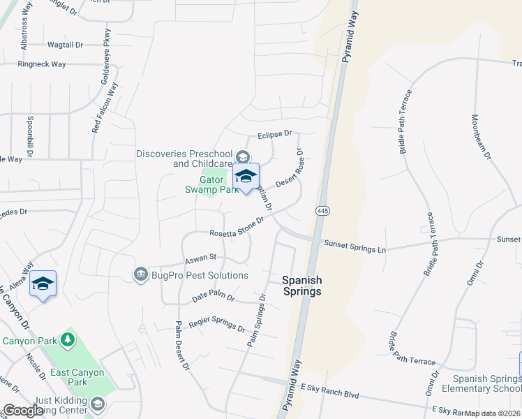 map of restaurants, bars, coffee shops, grocery stores, and more near 252 Egyptian Drive in Sparks