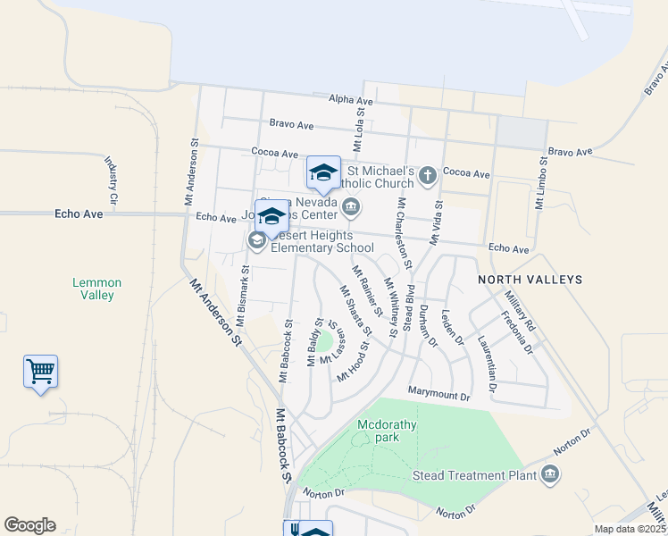 map of restaurants, bars, coffee shops, grocery stores, and more near 13660 Mount Baldy Street in Reno