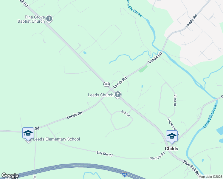 map of restaurants, bars, coffee shops, grocery stores, and more near 708 Leeds Road in Elkton
