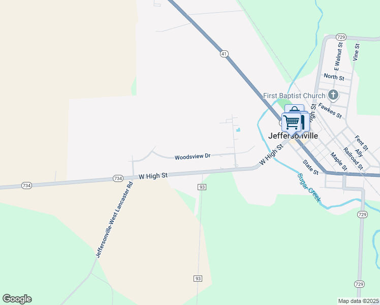 map of restaurants, bars, coffee shops, grocery stores, and more near 289 Woodsview Drive in Jeffersonville
