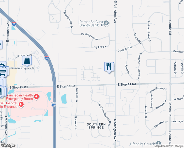 map of restaurants, bars, coffee shops, grocery stores, and more near 5808 Cool Hollow Way in Indianapolis