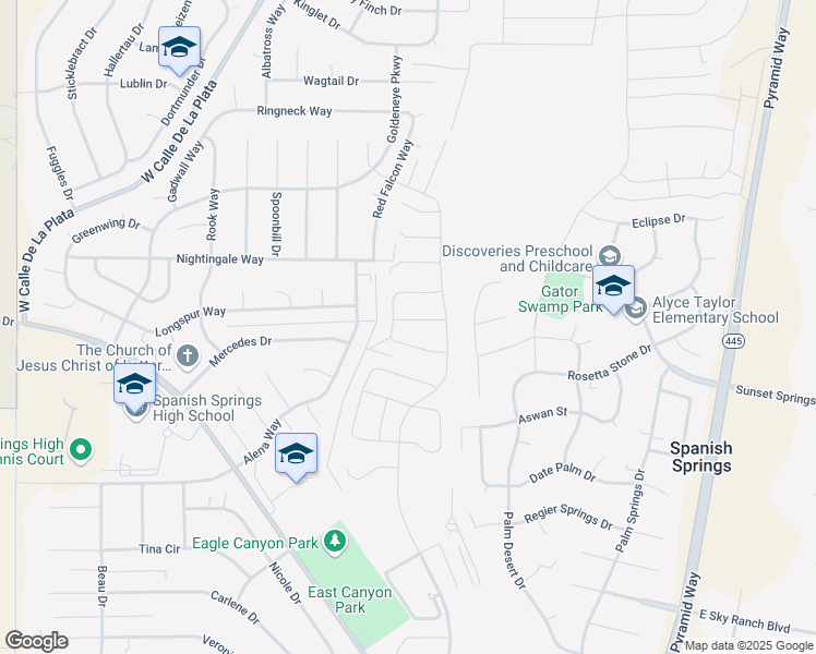 map of restaurants, bars, coffee shops, grocery stores, and more near 843 Lexington Arch Drive in Spanish Springs