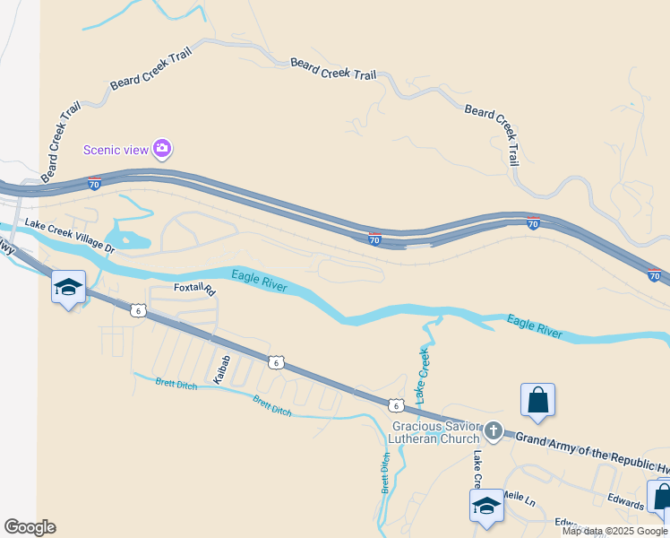 map of restaurants, bars, coffee shops, grocery stores, and more near Crazy Horse Circle in Edwards