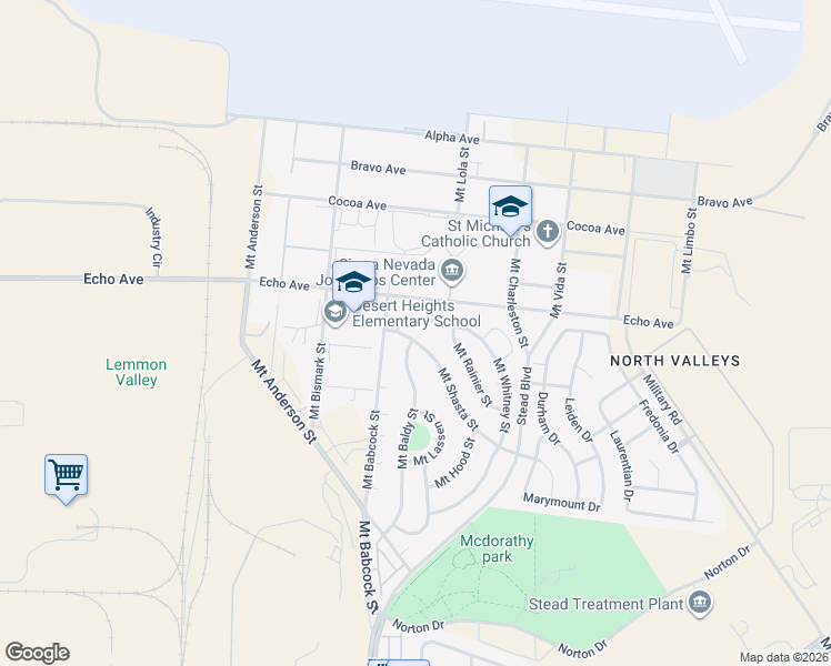 map of restaurants, bars, coffee shops, grocery stores, and more near 13660 Mount Baldy Street in Reno