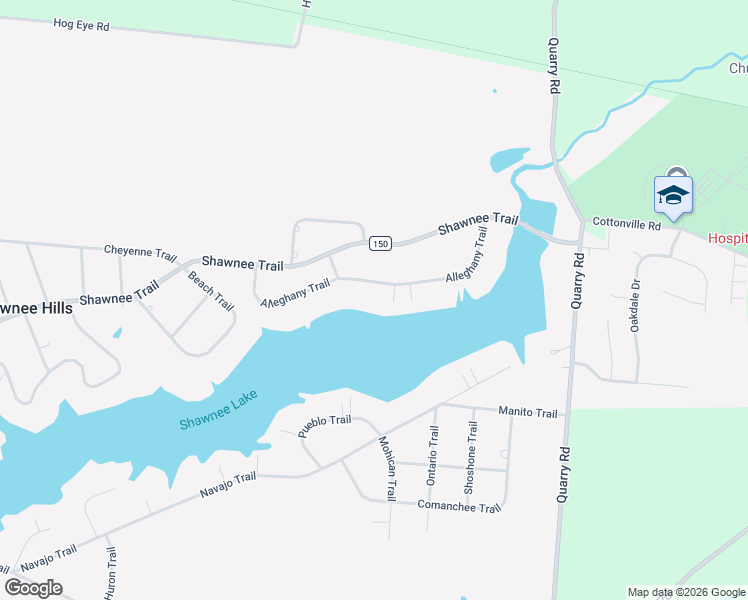 map of restaurants, bars, coffee shops, grocery stores, and more near 4347 Alleghany Trail in Jamestown