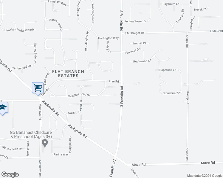 map of restaurants, bars, coffee shops, grocery stores, and more near 8325 Hunters Meadow Way in Indianapolis
