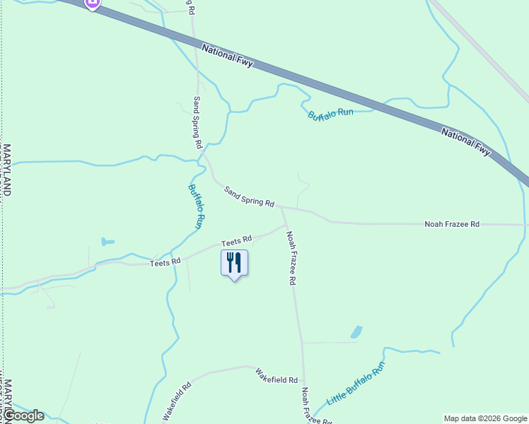 map of restaurants, bars, coffee shops, grocery stores, and more near 64 Sand Spring Road in Friendsville