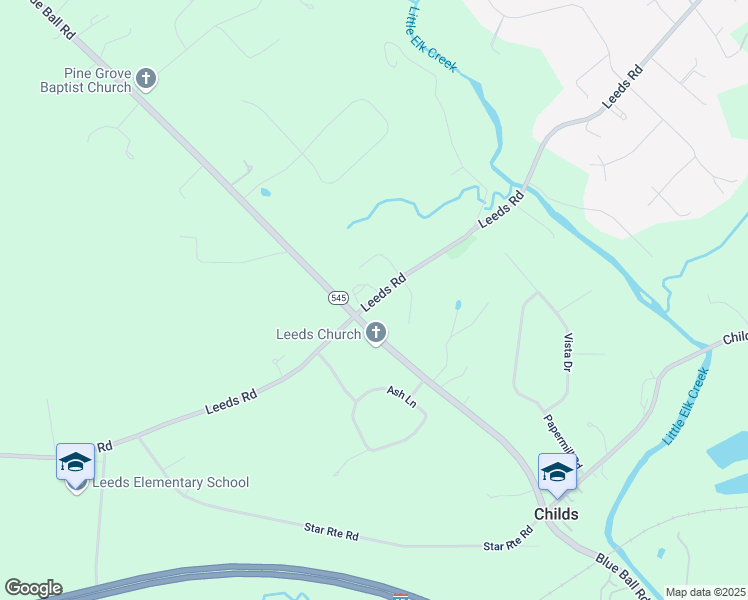 map of restaurants, bars, coffee shops, grocery stores, and more near Leeds Road in Elkton