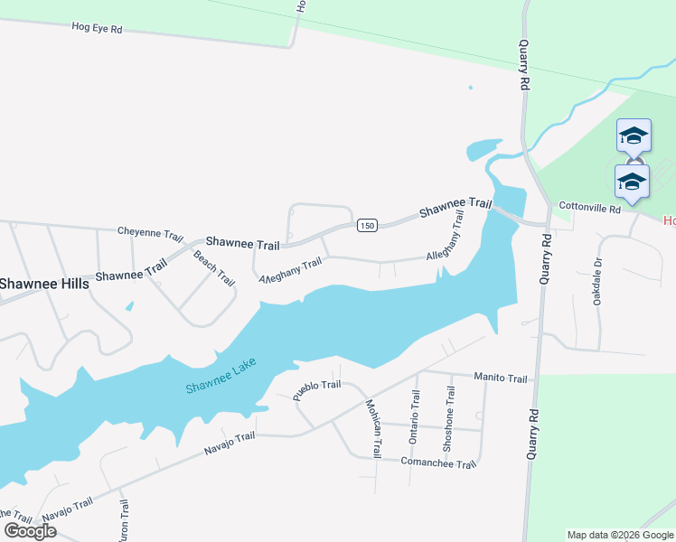 map of restaurants, bars, coffee shops, grocery stores, and more near 4288 Alleghany Trail in Jamestown