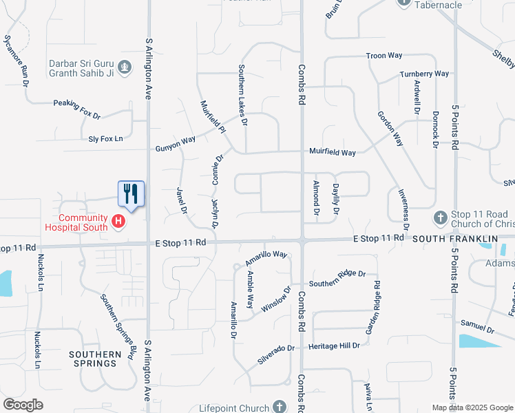 map of restaurants, bars, coffee shops, grocery stores, and more near 7829 Whitaker Farms Lane in Indianapolis