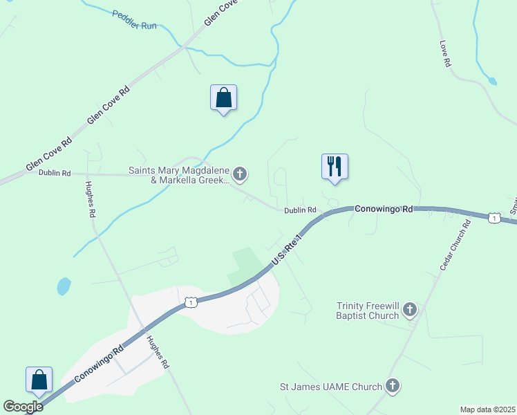 map of restaurants, bars, coffee shops, grocery stores, and more near 3727 Maryland 440 in Darlington