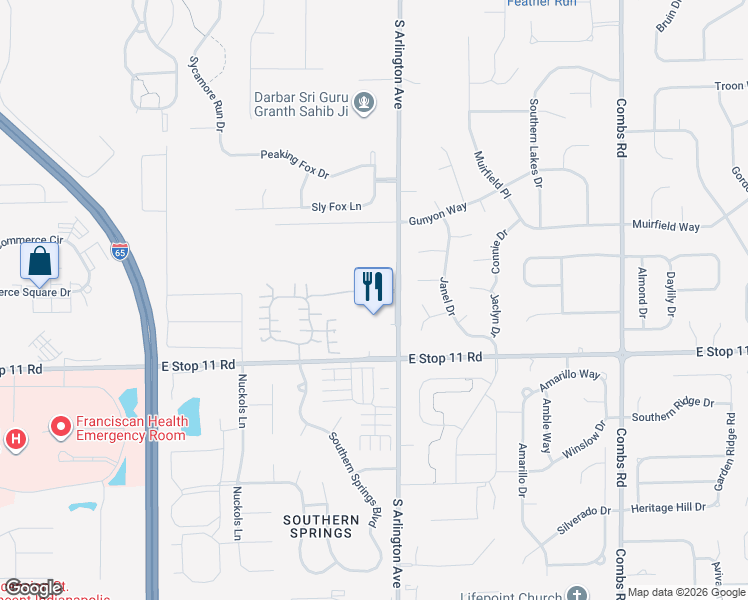 map of restaurants, bars, coffee shops, grocery stores, and more near 5930 Edelle Drive in Indianapolis