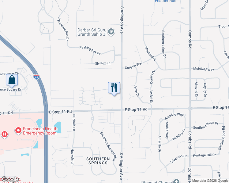 map of restaurants, bars, coffee shops, grocery stores, and more near 5930 Edelle Drive in Indianapolis