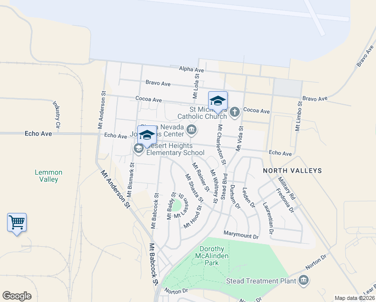 map of restaurants, bars, coffee shops, grocery stores, and more near 5240 Echo Avenue in Reno