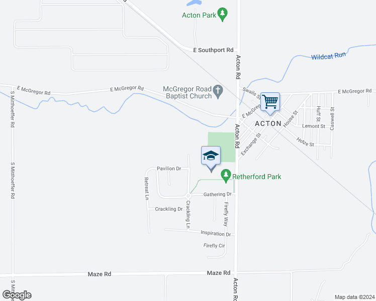 map of restaurants, bars, coffee shops, grocery stores, and more near 7921 Crackling Lane in Indianapolis